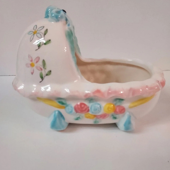 Vintage Neidco Japan Ceramic Baby Bassinet Planter - Picture 2 of 10